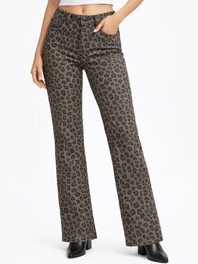 Fendi Black Leopard-Print Jeans see measurements